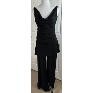 White House Black Market One Piece Black Size 0 Formal Jumpsuit Draped Neck EUC